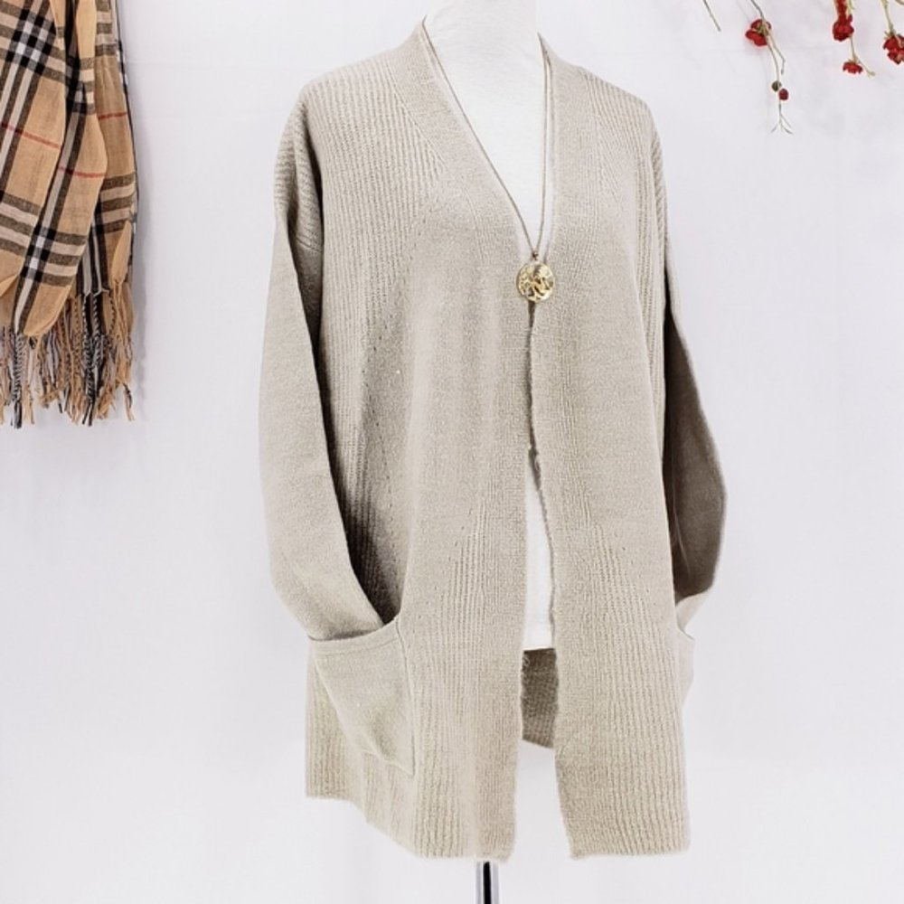 NEW a.n.a. Open Front Pocket Cardigan in Oatmeal